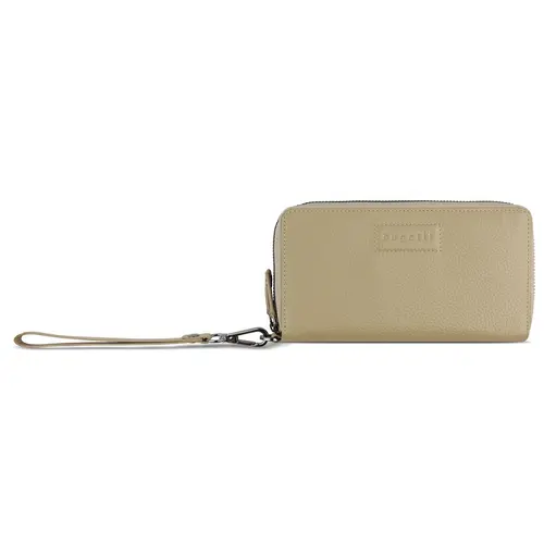 Дамски кожен портфейл Bugatti Elsa Long Double Zip Wallet, бежов