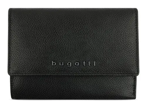 Дамски кожен портфейл Bugatti Bella Ladies Flip Wallet, RFID защита, черен