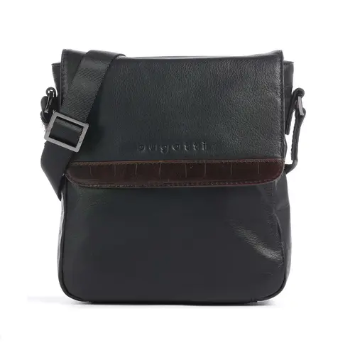 Чанта за рамо Bugatti Corso Deluxe Crossbody, с капак, черна
