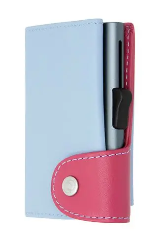 Suport de carduri C-SECURE XL cu portofel și compartiment pentru monede, Ice/ Cherry/ Grey cardholder