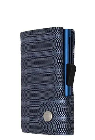 Suport de carduri C-SECURE cu portofel, Blue Metallic