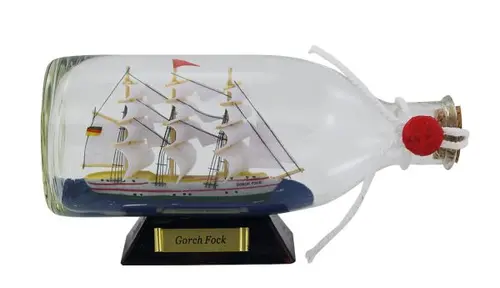 Кораб в стъклена бутилка Gorch Fock, Ø 6см
