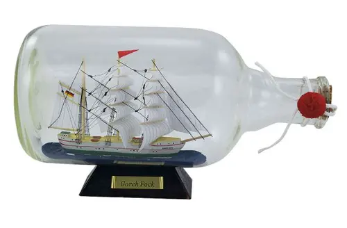 Кораб в стъклена бутилка Gorch Fock, Ø 12 см