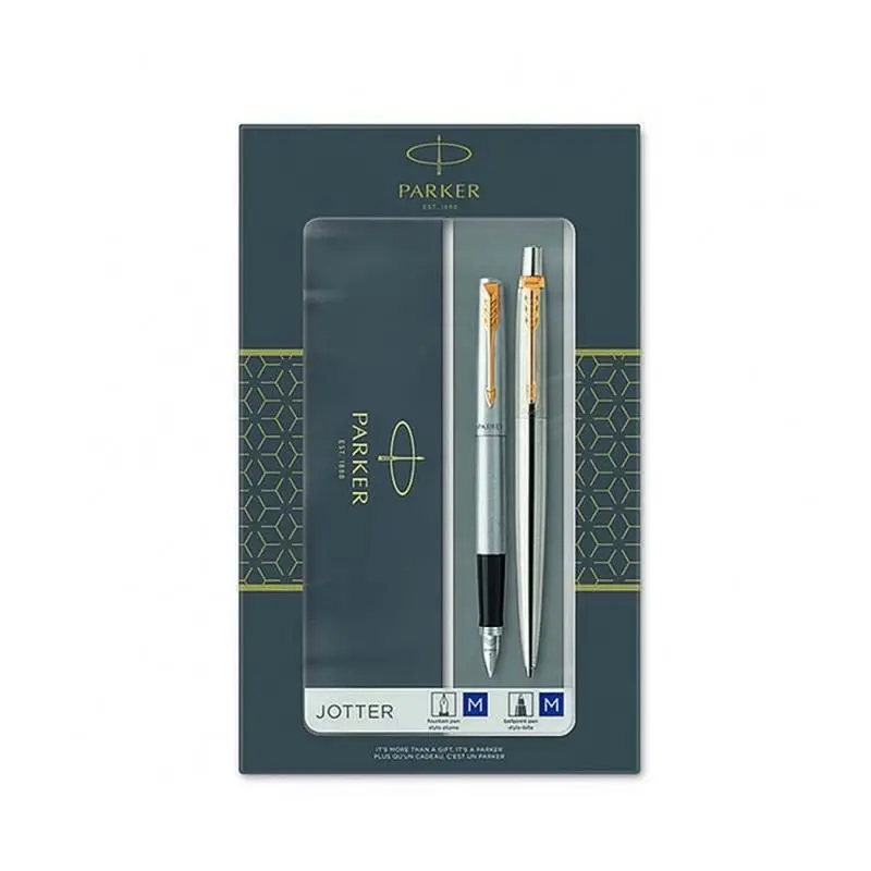 Set stilou și pix Parker Jotter Stainless Steel GT