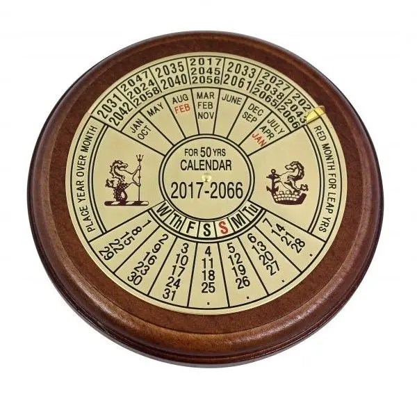 Calendar pe 50 de ani, alamă pe bază de lemn