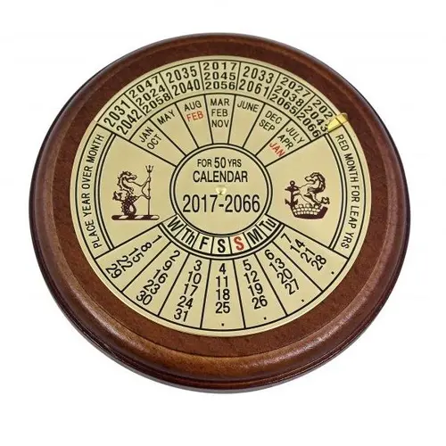 Calendar pe 50 de ani, alamă pe bază de lemn