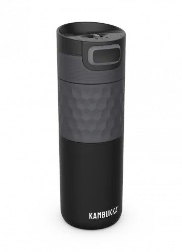 Термочаша от неръждаема стомана Kambukka Etna Grip с термокапак 3 в 1 Snapclean®, 500 мл, Black Steel