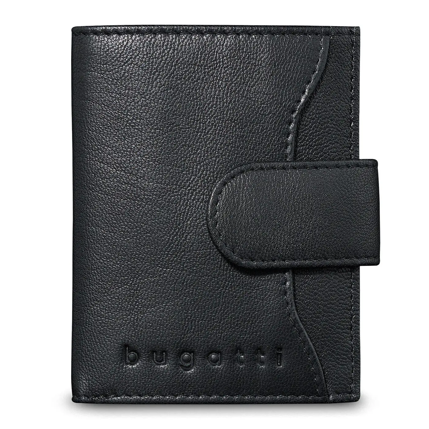 Suport din piele pentru carduri de credit Bugatti Secure Smart RFID, negru