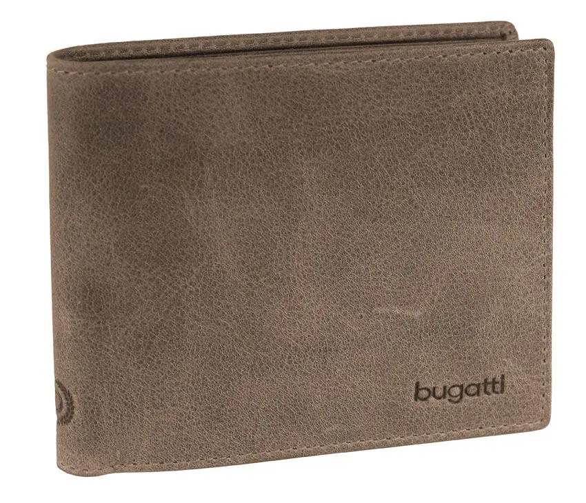 Portofel din piele Bugatti Volo 5CC orizontal, maro