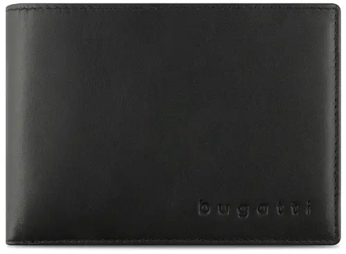 Кожен портфейл Bugatti Super Slim With Flap, черен - 1