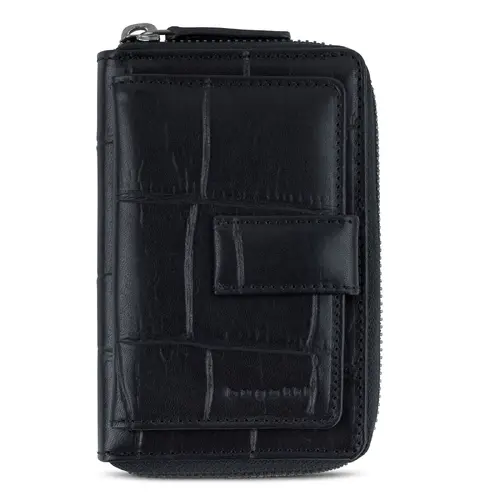 Portofel din piele Bugatti Nevio, vertical cu fermoar, negru - 1