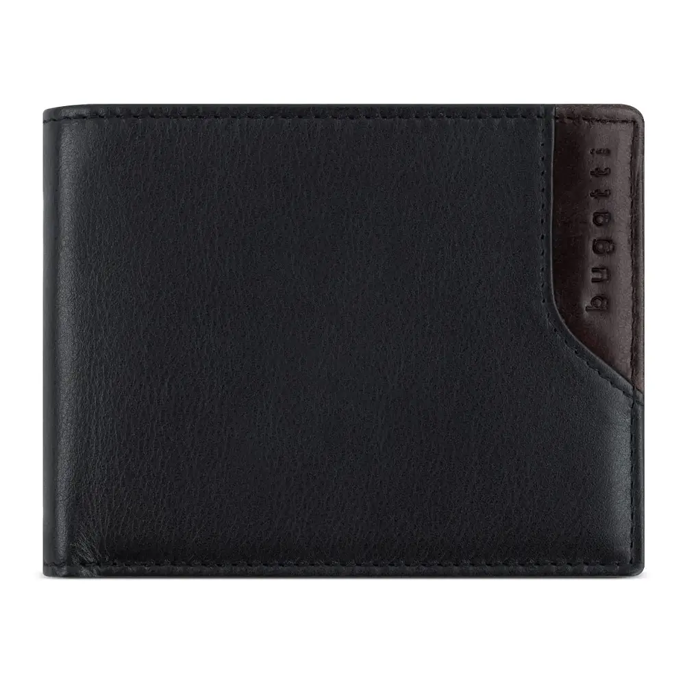 Portofel din piele Bugatti Corso DeLuxe Wallet, negru