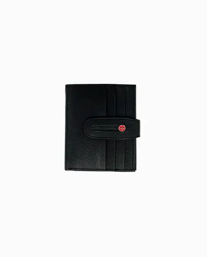 Кожен калъф за кредитни карти Swissbags с магнит, черен