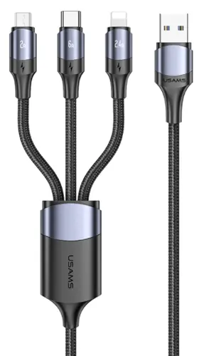 Καλώδιο γρήγορης φόρτισης και δεδομένων USAMS SJ511 U71 All-in-one, 1.2m, μαύρο - 1