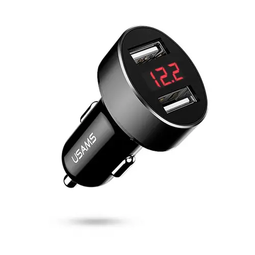Încărcător pentru bricheta auto 12V Usams C1 2.1A, Digital Display, negru - 1