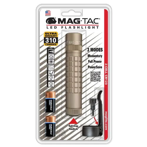 Φακός MAGTAC 2-Cell CR123 LED Plain Bazel, αμμώδες blister - 1