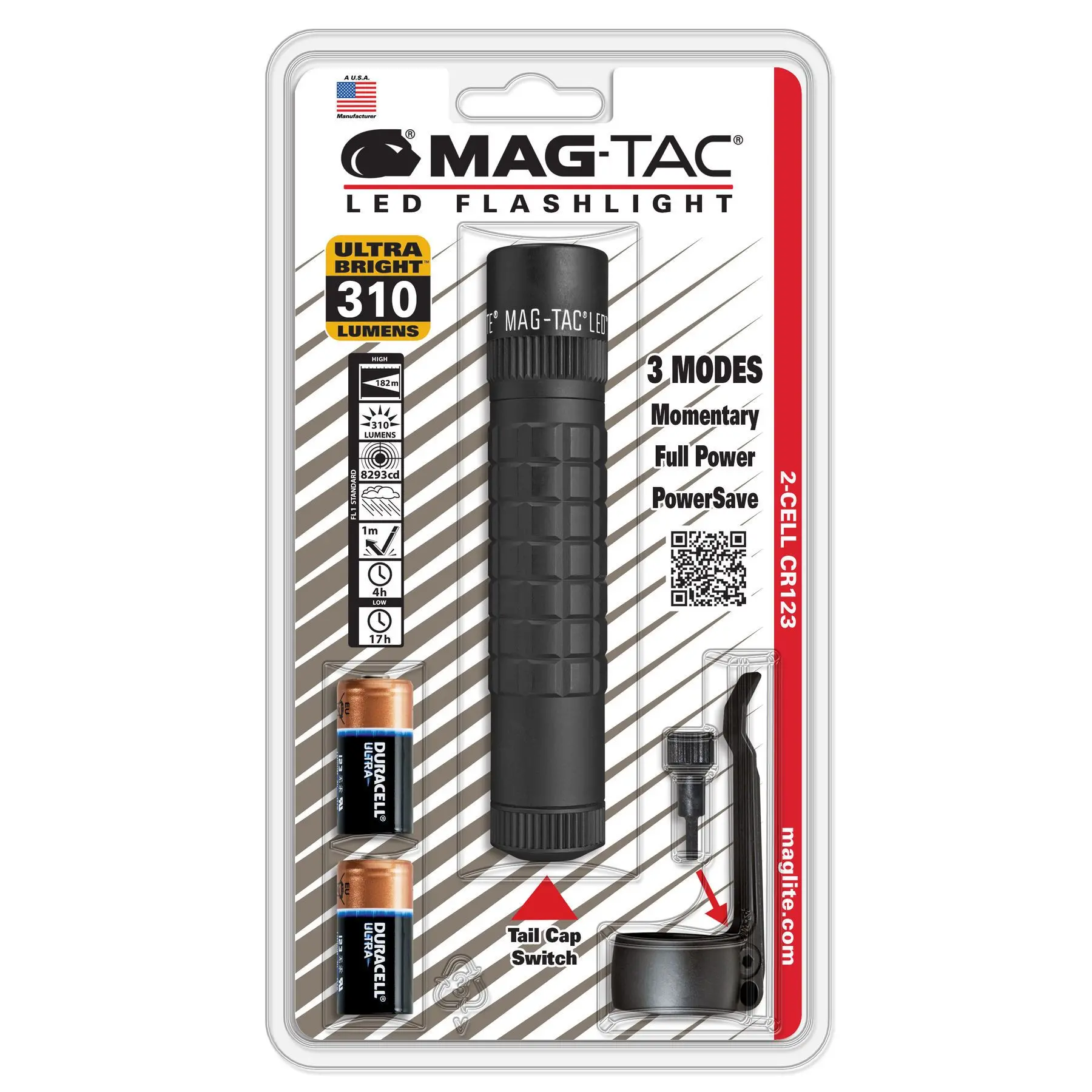 Φακός MAGTAC 2-Cell CR123 LED Plain Bazel, μαύρο blister