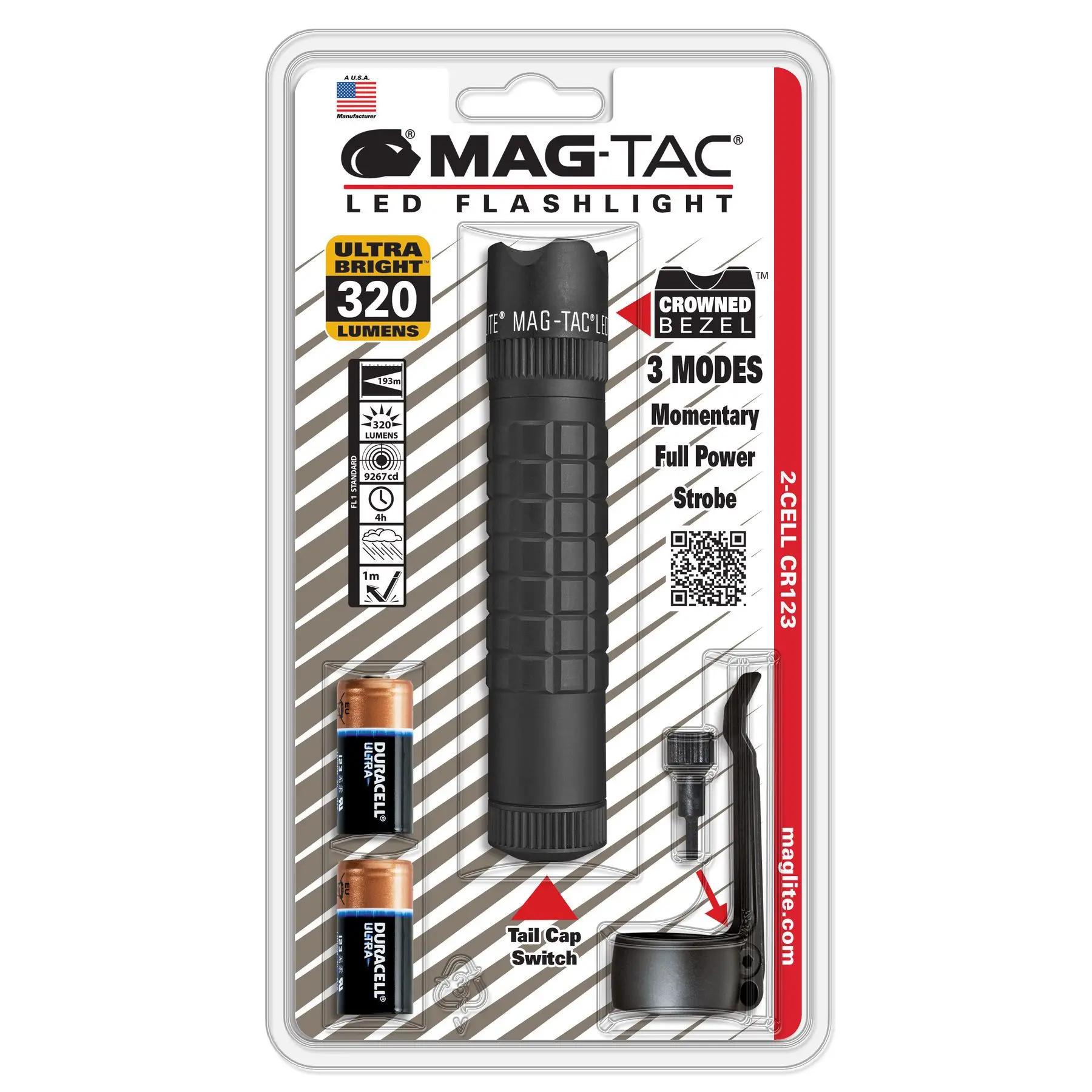 Φακός MAGTAC 2-Cell CR123LED Crown Bezel, μαύρος, blister