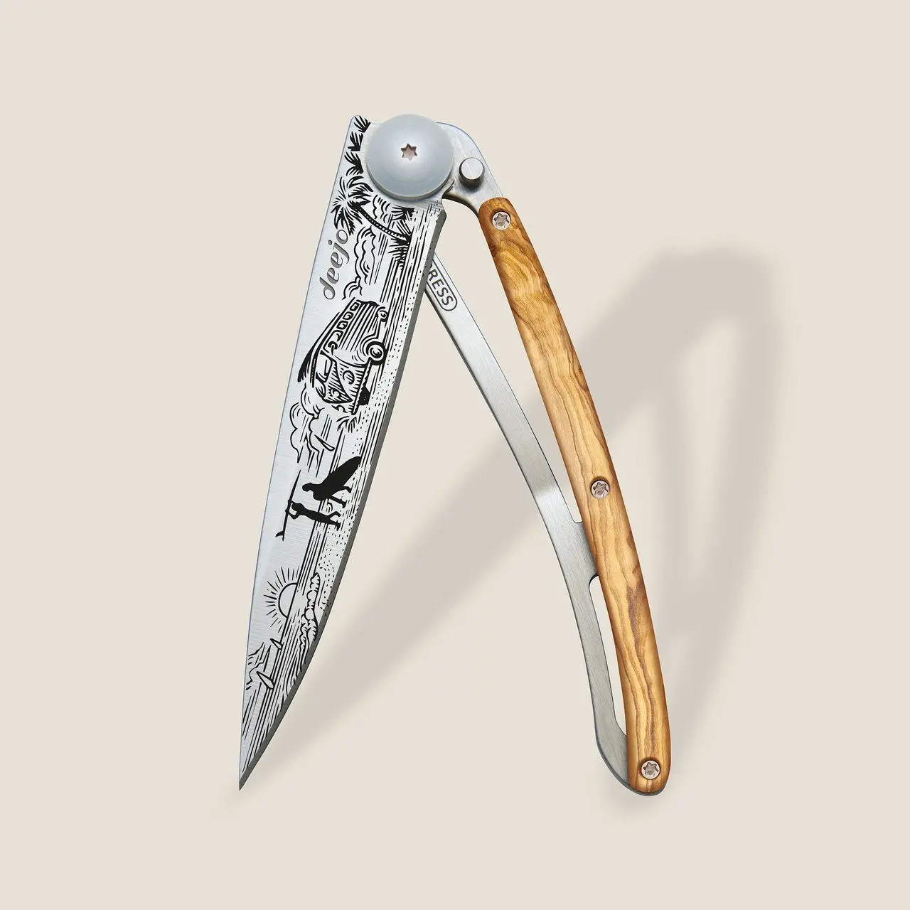 Джобен нож Deejo 37g, Olive wood / Van Life