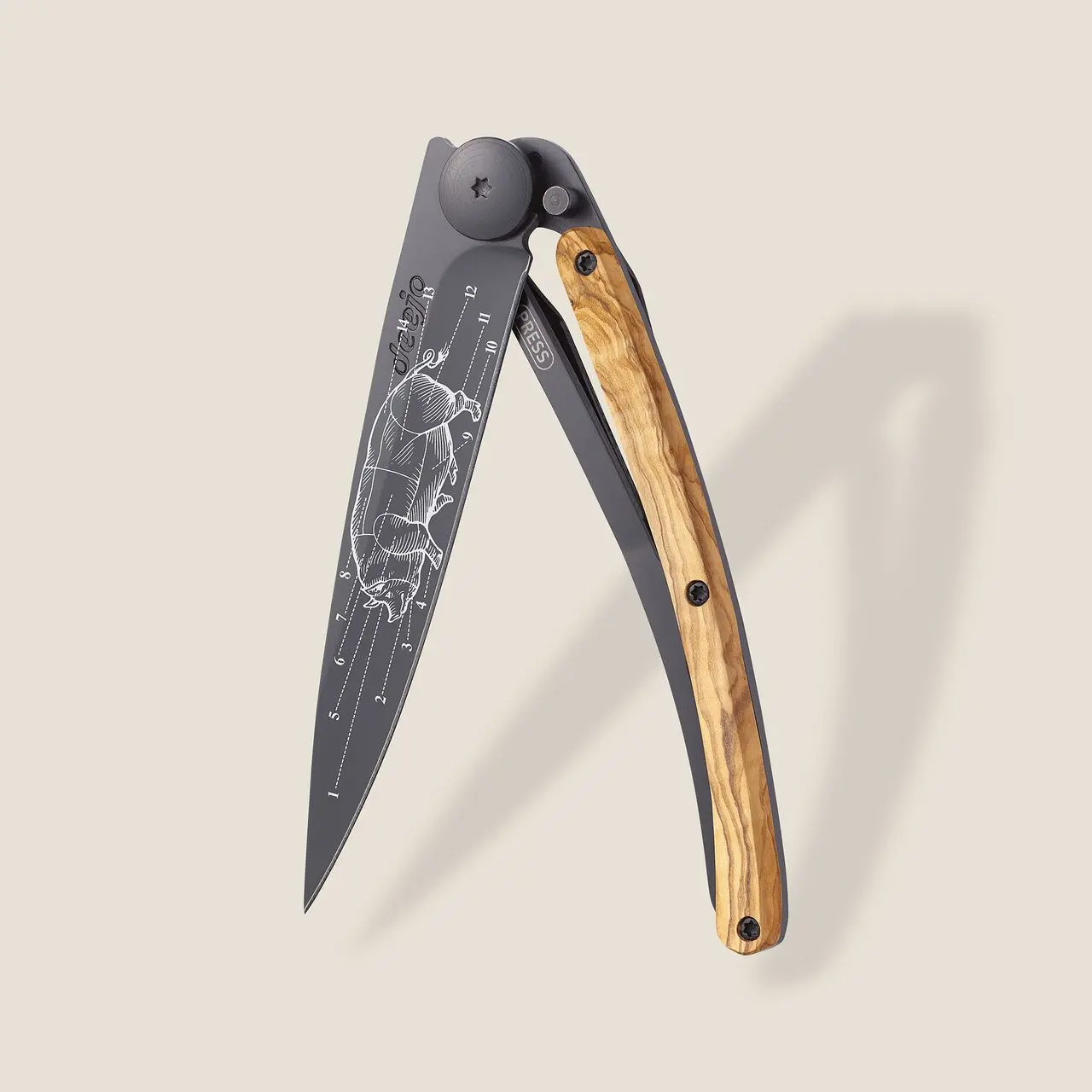 Джобен нож Deejo 37g, Olive wood / Primes Cuts