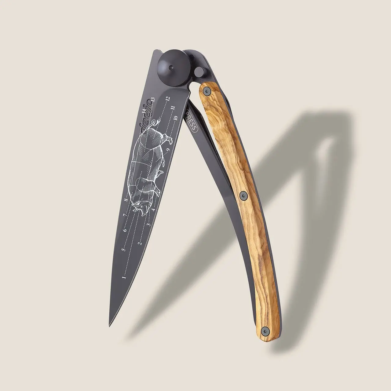 Πτυσσόμενο μαχαίρι Deejo 390g, Olive wood / Prime cuts