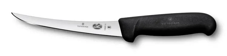 Cuțit de bucătărie Victorinox Fibrox pentru dezosat, lamă curbată, 12 cm, negru