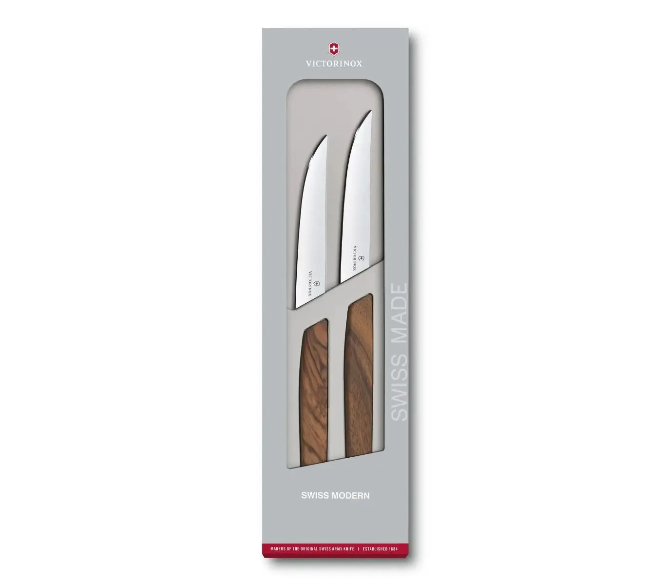 Σετ μαχαιριών για μπριζόλα Victorinox Swiss Modern, δύο τεμάχια, 12 cm, καρυδιά