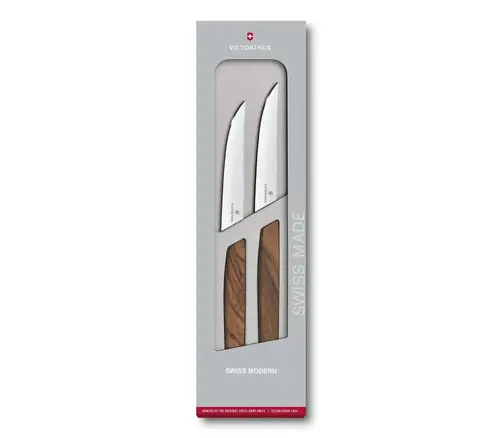 Комплект ножове за стек Victorinox Swiss Modern, два броя, 12 см, орех