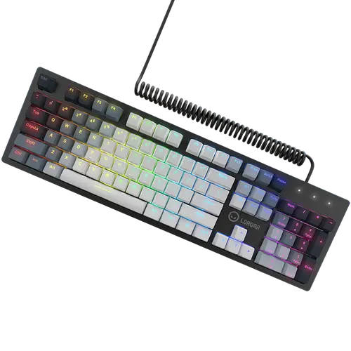 LORGAR Azar 514, Wired mechanical gaming keyboard, RGB backlight, 1680000 colour variations, 18 modes, keys number: 104, 50M clicks, linear dream switches, spring cable up to 3.4m, ABS plastic+metal, magnetic cover, 450*136*39mm, 1.17kg, white, EN layout - image 2