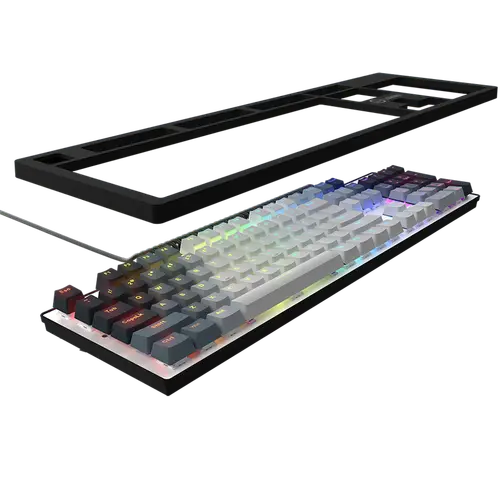 LORGAR Azar 514, Wired mechanical gaming keyboard, RGB backlight, 1680000 colour variations, 18 modes, keys number: 104, 50M clicks, linear dream switches, spring cable up to 3.4m, ABS plastic+metal, magnetic cover, 450*136*39mm, 1.17kg, white, EN layout - image 5