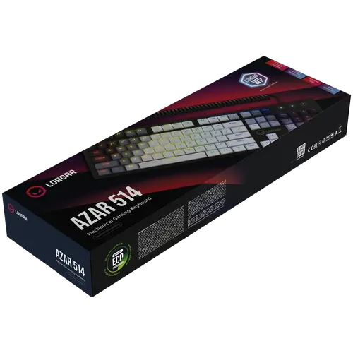 LORGAR Azar 514, Wired mechanical gaming keyboard, RGB backlight, 1680000 colour variations, 18 modes, keys number: 104, 50M clicks, linear dream switches, spring cable up to 3.4m, ABS plastic+metal, magnetic cover, 450*136*39mm, 1.17kg, white, EN layout - image 7