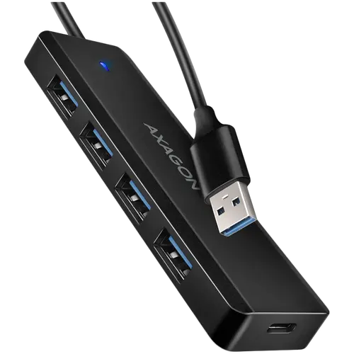 AXAGON HUE-C1A 4x USB3.2 Gen 1 Travel hub, USB-C power IN, w. 20cm Type-A cable