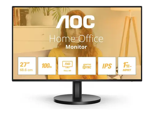Οθόνη, AOC 27B3HA2, 27" IPS WLED, 1920x1080@100Hz, 4ms GtG, 1ms MPRT, 250cd m/2, 1300:1, 20M:1 DCR, Adaptive Sync, FlickerFree, Low Blue Mode, 2Wx2 - 1