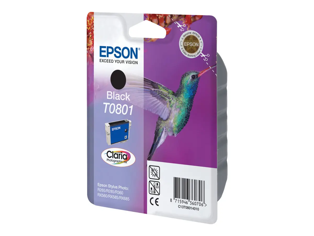 ГЛАВА ЗА EPSON STYLUS PHOTO R 265/360/RX 560/585/685/P 50/PX 650/660/700/710/720/800/810 - Black - T0801BK - G&G -  330 pages / 8 ml - image 1