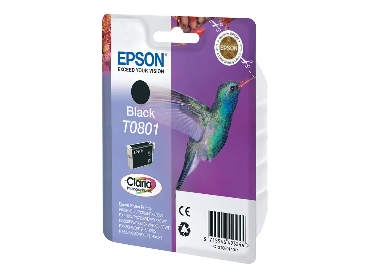 ГЛАВА ЗА EPSON STYLUS PHOTO R 265/360/RX 560/585/685/P 50/PX 650/660/700/710/720/800/810 - Black - T0801BK - G&G -  330 pages / 8 ml - image 2