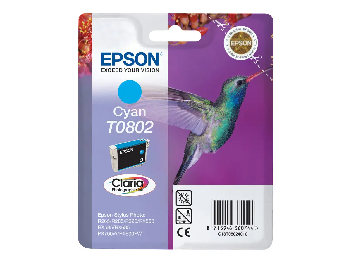 ΚΕΦΑΛΗ ΕΚΤΥΠΩΣΗΣ ΓΙΑ EPSON STYLUS PHOTO R 265/360/RX 560/585/685/P 50/PX 650/660/700/710/720/800/810 - Κυανό - T0802C - G&G - 935 σελίδες / 8 ml