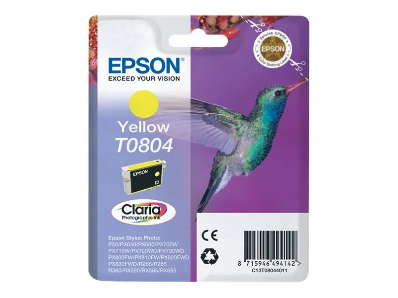 ΚΕΦΑΛΗ ΕΚΤΥΠΩΣΗΣ ΓΙΑ EPSON STYLUS PHOTO R 265/360/RX 560/585/685/P 50/PX 650/660/700/710/720/800/810 - Κίτρινο - T0804Y - G&G - 520 σελίδες / 8 ml