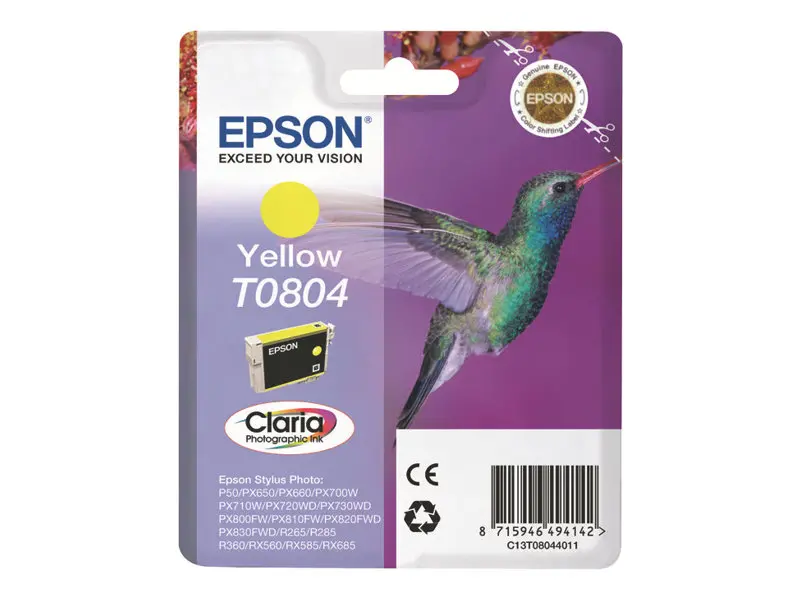 ГЛАВА ЗА EPSON STYLUS PHOTO R 265/360/RX 560/585/685/P 50/PX 650/660/700/710/720/800/810 - Yellow - T0804Y - G&G -  520 pages / 8 ml - image 3