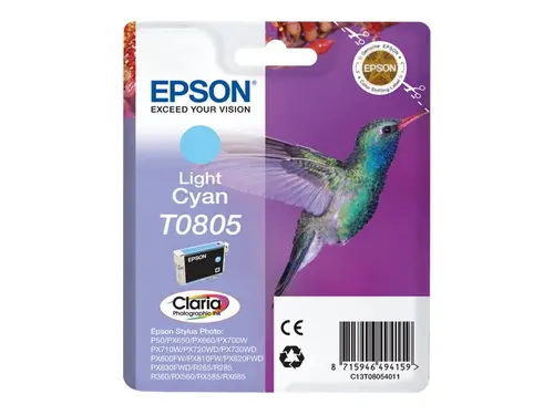 ΚΕΦΑΛΗ ΕΚΤΥΠΩΣΗΣ ΓΙΑ EPSON STYLUS PHOTO R 265/360/RX 560/585/685/P 50/ PX 650/660/700/710/720/800/810 - Ανοιχτό κυανό - T0805LC - G&G - 350 σελίδες - 1