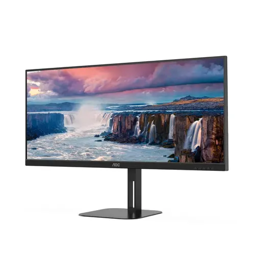 Монитор, AOC U34V5C/BK, 34" VA WLED, 3440x1440@100Hz, 4ms GtG, 1ms MPRT, 300cd m/2, 4000:1, 20M:1 DCR, Adaptive Sync, FlickerFree, Low Blue Light, 5Wx2, Tilt, Height Adjust, Swivel, HDMI, DP, USB hub - image 1