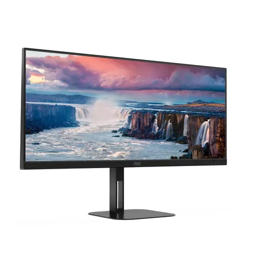Монитор, AOC U34V5C/BK, 34" VA WLED, 3440x1440@100Hz, 4ms GtG, 1ms MPRT, 300cd m/2, 4000:1, 20M:1 DCR, Adaptive Sync, FlickerFree, Low Blue Light, 5Wx2, Tilt, Height Adjust, Swivel, HDMI, DP, USB hub - image 2