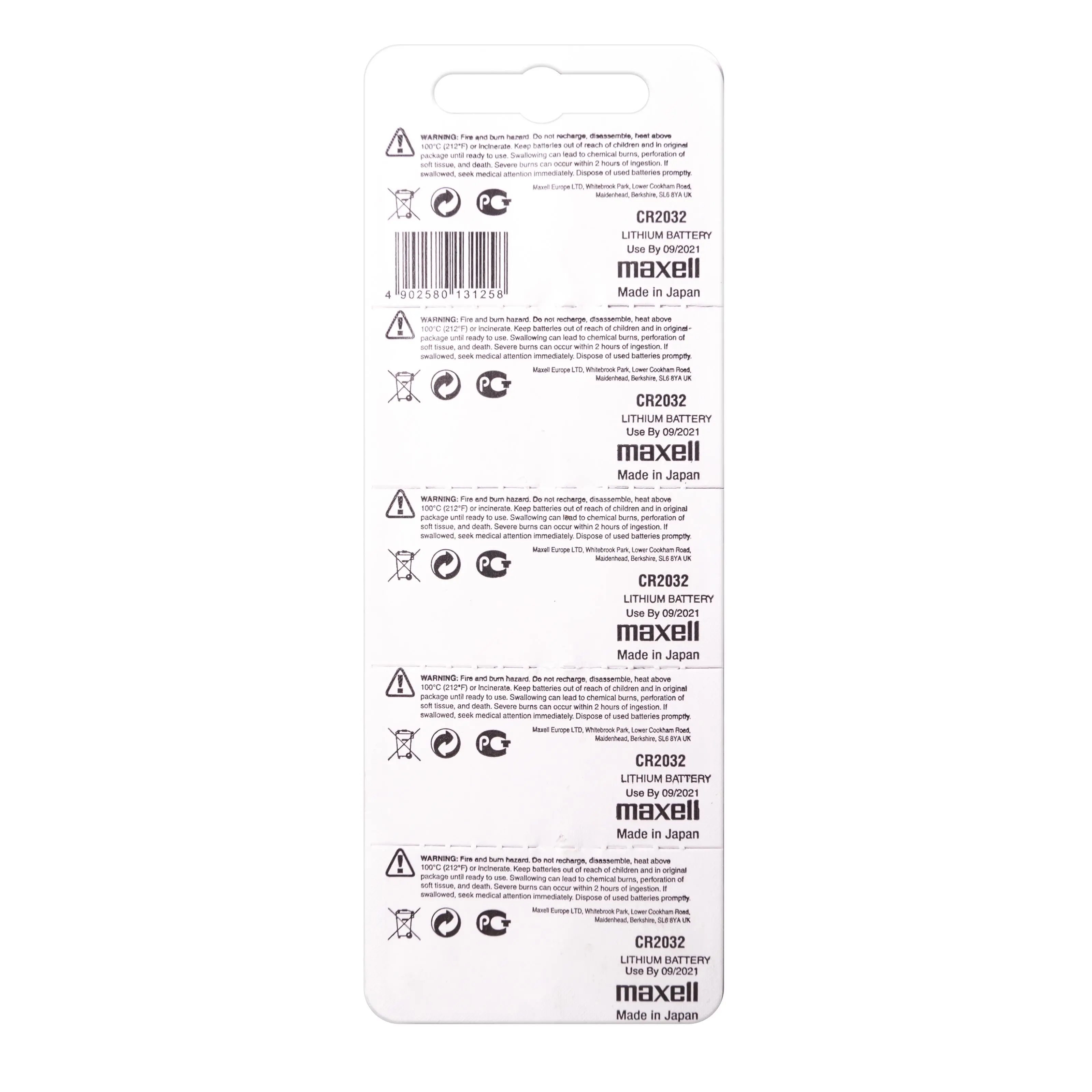Baterie buton litiu CR2032 3V 5 buc. în blister /preț pentru 1 buc. baterie/ MAXELL - image 1