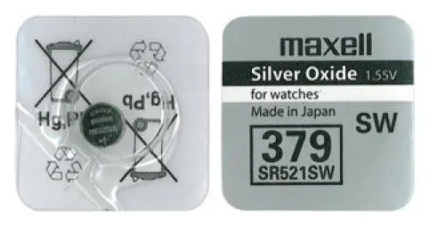 Бутонна батерия сребърна MAXELL SR521 SW /AG0/379/ 1.55V - image 1