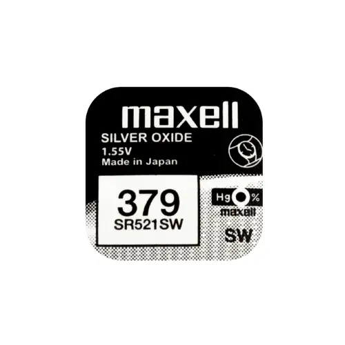 Бутонна батерия сребърна MAXELL SR521 SW /AG0/379/ 1.55V - image 1