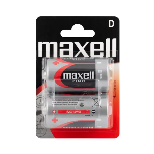 Μπαταρία ψευδαργύρου μαγγανίου MAXELL R20 /2 τεμ. σε blister/ 1.5V - 1
