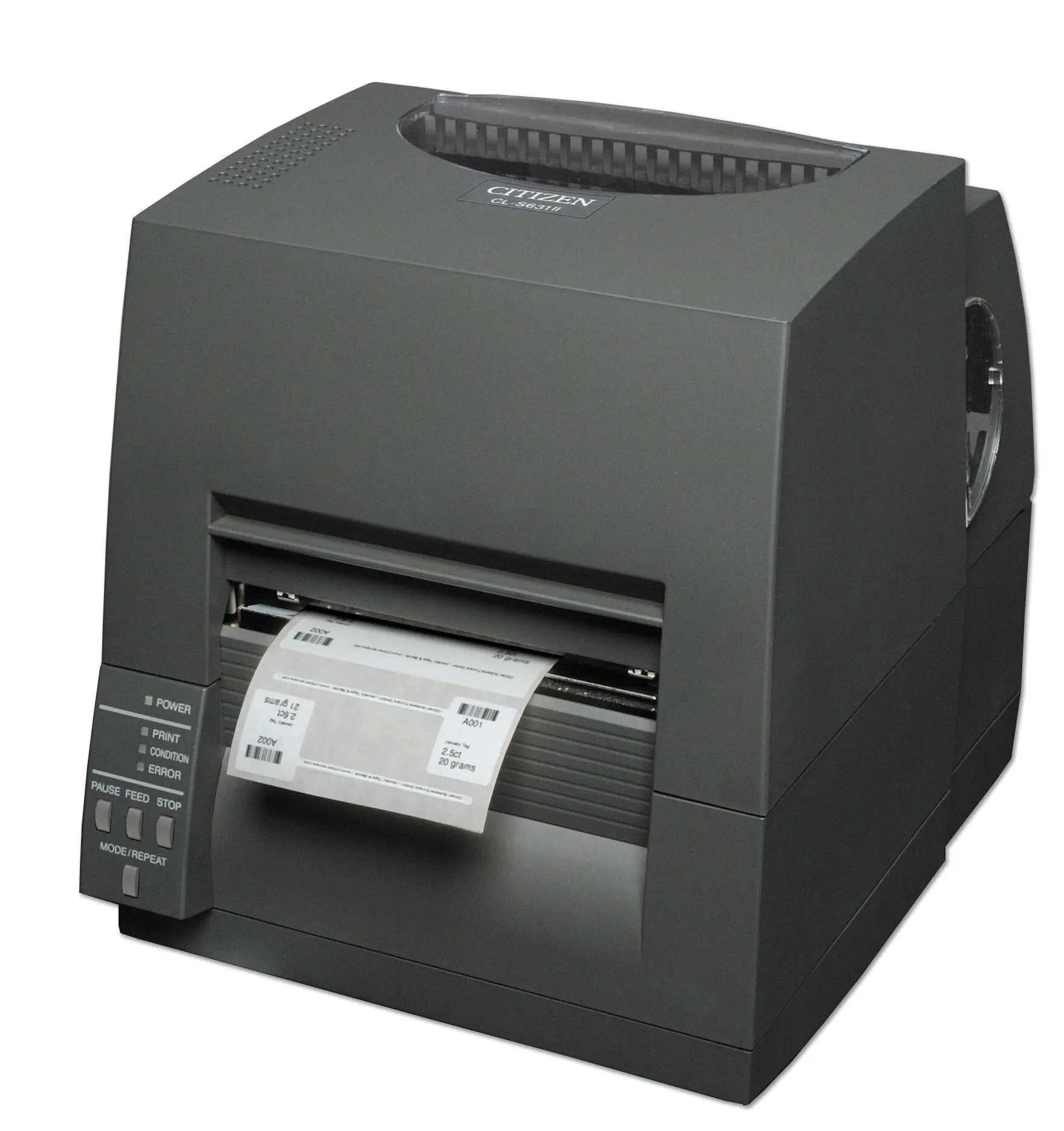 Етикетен принтер, Citizen Label Industrial printer CL-S631II TT+DP with 16 000 labels, Speed 100mm/s, Print Width 4" (104mm)/Media Width min-max (12.5-118mm)/Roll Size max 125mm, Ext.diam.200mm, Core Size(25mm), Resol.300dpi/Interf.USB/RS-232+Opt.card/Plug (EU) Black