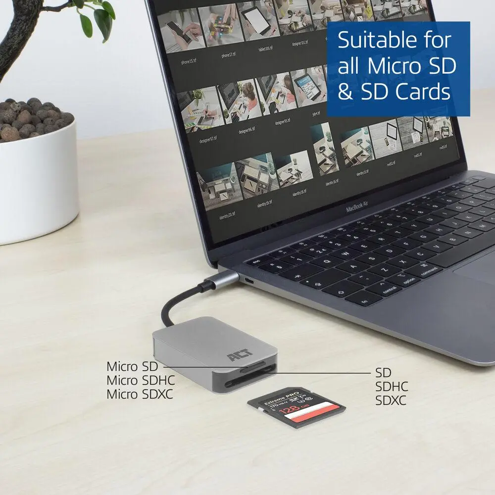 Четец за SD / micro SD карти ACT AC7056, SDXC, USB-C - image 4