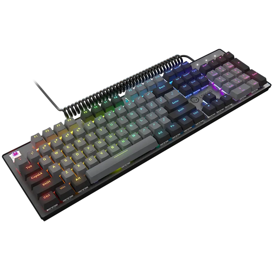 LORGAR Azar 514, Wired mechanical gaming keyboard, RGB backlight, 1680000 colour variations, 18 modes, keys number: 104, 50M clicks, linear dream switches, spring cable up to 3.4m, ABS plastic+metal, magnetic cover, 450*136*39mm, 1.17kg, black, EN layout - image 3