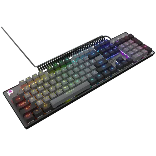 LORGAR Azar 514, Wired mechanical gaming keyboard, RGB backlight, 1680000 colour variations, 18 modes, keys number: 104, 50M clicks, linear dream switches, spring cable up to 3.4m, ABS plastic+metal, magnetic cover, 450*136*39mm, 1.17kg, black, EN layout - image 3