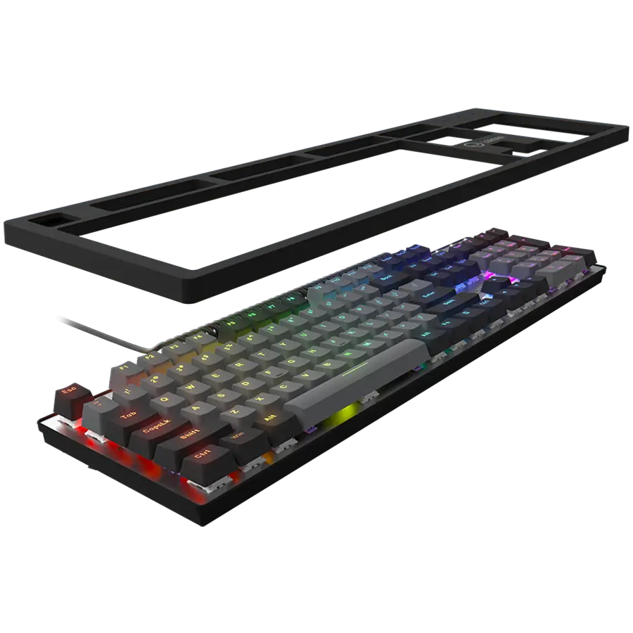 LORGAR Azar 514, Wired mechanical gaming keyboard, RGB backlight, 1680000 colour variations, 18 modes, keys number: 104, 50M clicks, linear dream switches, spring cable up to 3.4m, ABS plastic+metal, magnetic cover, 450*136*39mm, 1.17kg, black, EN layout - image 5
